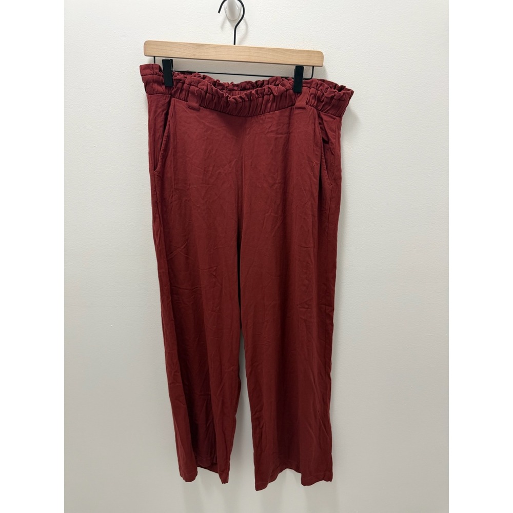 Torrid Rust Red Paperbag Waist Wide Leg Pants Plus Size 0 L XL Pocketed Woven